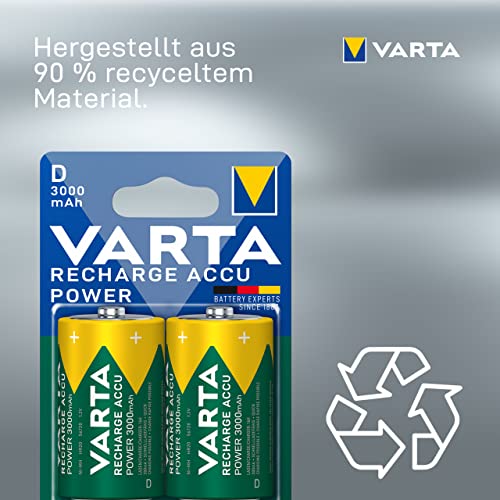 Varta Rechargeable Accu Ready2Use D Mono Ni-Mh Akku (2-er Pack, 3000 mAh) - 3