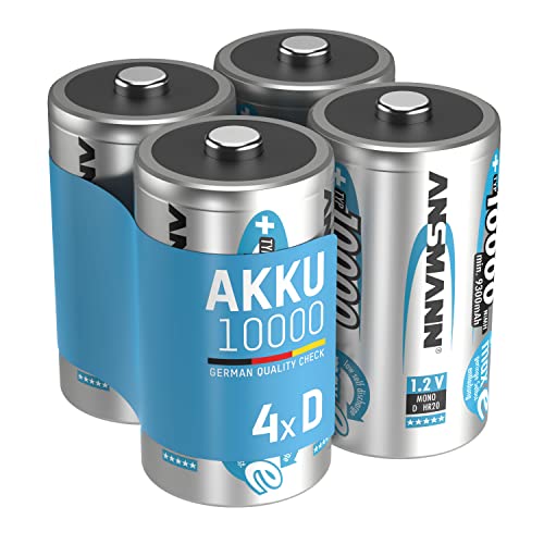 ANSMANN Mono D Akku Typ 10000 (min. 9300mAh) hochkapazitive Profi NiMH Monozelle für Digital Foto Akkubatterie 4er Pack