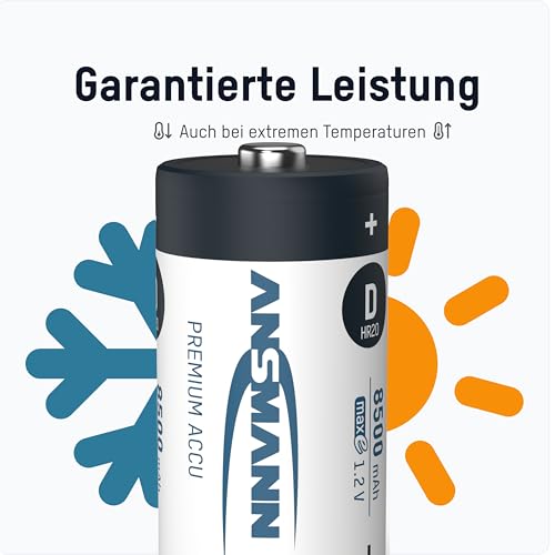 ANSMANN Mono D Akku Typ 10000 (min. 9300mAh) hochkapazitive Profi NiMH Monozelle für Digital Foto Akkubatterie 4er Pack - 5