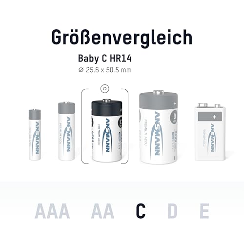 ANSMANN maxE Baby C Akku 4500mAh (4er Pack) vorgeladene ready2use NiMH Power Akkubatterie Babyzelle mit geringer Selbstentladung - 3
