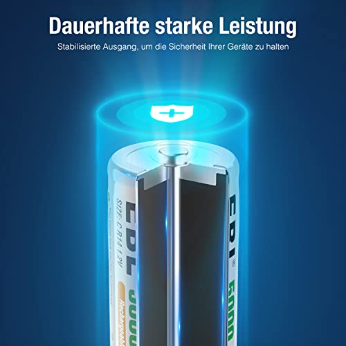 EBL 4 Stück Baby C 5000mAh mit hoher Kapazität wiederaufladbare Akkus - 8