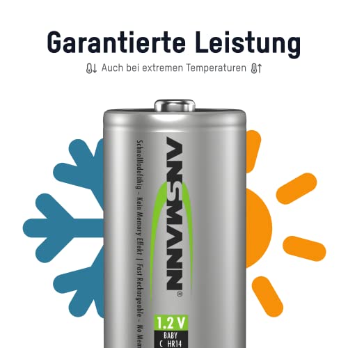 ANSMANN maxE Baby C Akku 2500mAh (4er Pack) vorgeladene ready2use NiMH Power Akkubatterie Babyzelle mit geringer Selbstentladung - 4