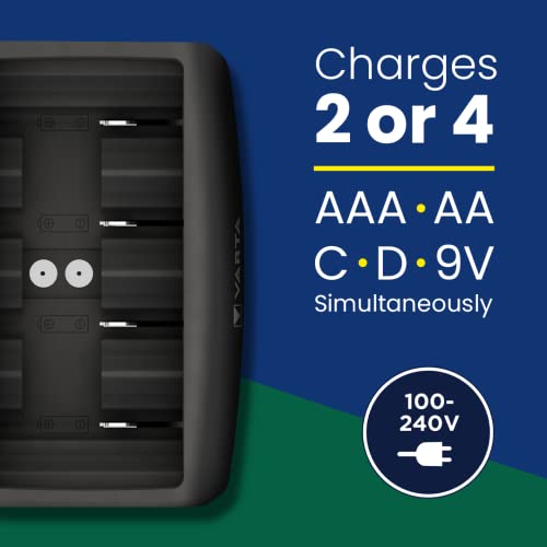 Varta Universal Charger Ladegerät für 4 AA/AAA/C/D Akkus und 1 9V-Blocks (Timerabschaltung) - 6