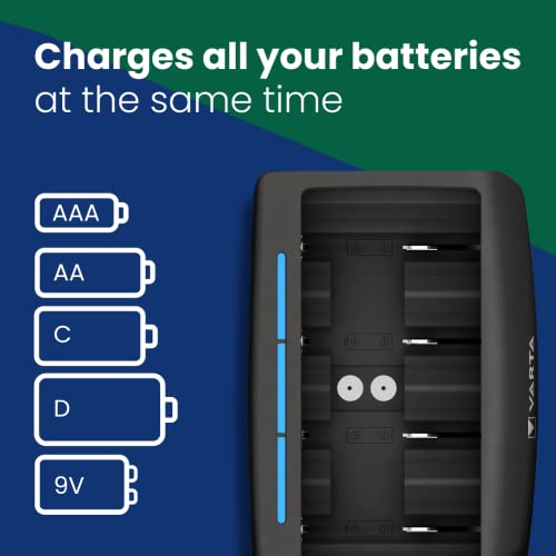 Varta Universal Charger Ladegerät für 4 AA/AAA/C/D Akkus und 1 9V-Blocks (Timerabschaltung) - 6