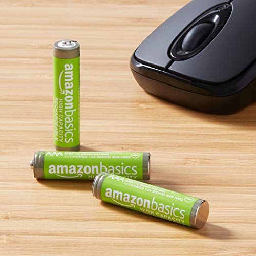 AmazonBasics Vorgeladene Ni-MH AAA-Akkus – Akkubatterien, 500 Zyklen (typisch 850mAh, minimal 800mAh), 4Stck (Design kann von Darstellung abweichen) - 5