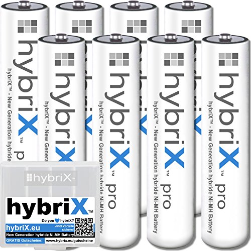 8er Pack Kraftmax hybriX pro Set - 8x Micro AAA Hybrid Akkus in Box - Die Neue Generation von Hybrid Akku Batterien