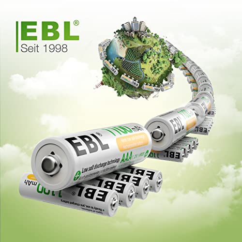 EBL 16 Stück 1100mAh hohe Kapazität AAA Ni-MH wieder aufladbare Batterien - 2