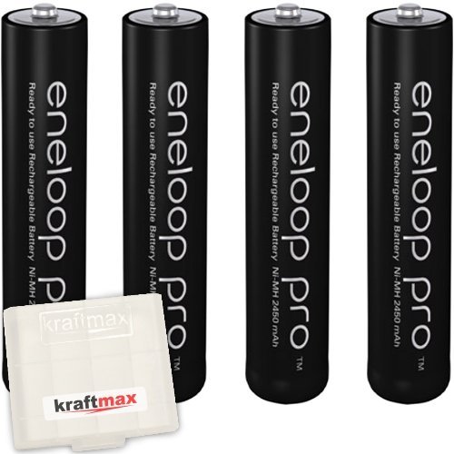 Kraftmax 16er-Pack Panasonic Eneloop AA / Mignon Akkus Hochleistungs Akku Batterien in Kraftmax Akkuboxen V5 Neueste Generation 16er Pack 