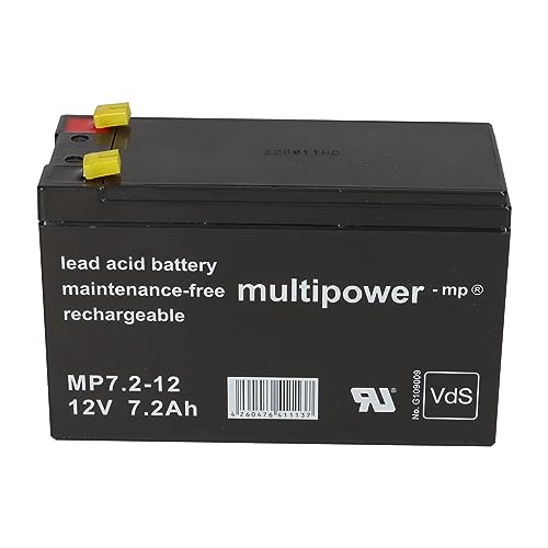 Multipower MP7.2-12 PB Blei Bleigel Vlies Akku 12 Volt 12V 7,2Ah 7200mah AGM Technik VDS Zulassung - 4