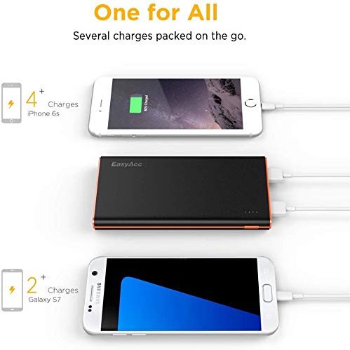 EasyAcc Smart 10000mAh Powerbank Externer Akku Portable Ladegerät für iPhone, iPad, Samsung Galaxy und weitere(Schwarz/Orange) - 4