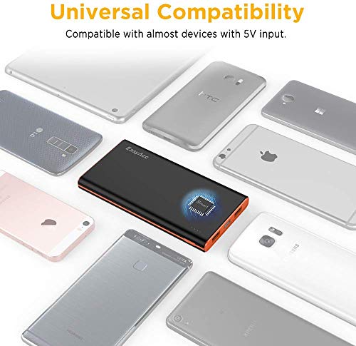 EasyAcc Smart 10000mAh Powerbank Externer Akku Portable Ladegerät für iPhone, iPad, Samsung Galaxy und weitere(Schwarz/Orange) - 5