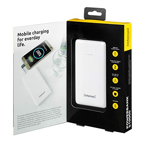 Intenso Powerbank 7332532 Slim externes Ladegerät (10000mAh, geeignet für Smartphone/Tablet PC/MP3 Player/Digitalkamera) weiß - 7