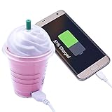 iProtect Emoji – Powerbank 4000mAh Externes Ladegerät Strawberry Milkshake To-Go Design pink für Smartphones und andere Geräte mit USB-Anschluss – inklusive Micro USB-Ladekabel - 2