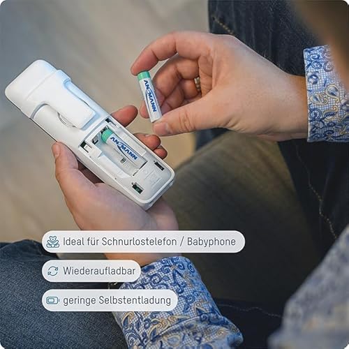 ANSMANN maxE DECT Micro AAA Akku Typ 800mAh geringe Selbstentladung Phone-Akku für Schnurlostelefone (2er Pack) - 2