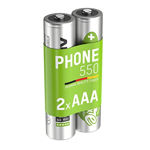 ANSMANN maxE Micro AAA Akku 550mAh DECT Phone-Akku Schnurlostelefone geringe Entladung Akkubatterie (2er Pack)