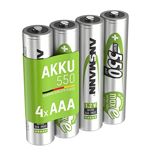 ANSMANN maxE Micro AAA Akku 550mAh geringe Selbstentladung vorgeladene Power Akkubatterie (4er-Pack)