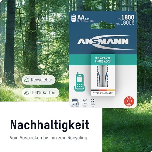 ANSMANN 5030142 maxE DECT Micro AAA 800mAh Geringe Entladung für Schnurlostelefone Akkubatterie 3er - 4