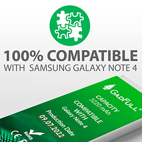 GadFull® Akku für Samsung Galaxy Note 4 | Entspricht dem Original EB-BN910BBE Lithium-Ionen-Akku der Modelle SM-N910F | SM-N9100 | SM-N910U | SM-N910C | SM-N910H | SM-N910A | Ersatz Handy-Akku für Ihr Smartphone | Perfekt als Ersatz-Akku - 5
