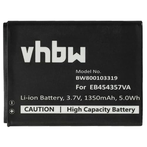vhbw Li-Ion Akku 1300mAh (3.7V) für Smartphone, Handy Samsung Galaxy Pocket GT-S5300, Wave Y GT-S5380, GT-S5360 u.a. wie EB454357VU, EB454357VA. - 3