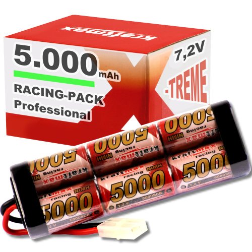 Kraftmax Akku Racing-Pack für Carson 500608022 / 500608054 - 7,2V / 5000mAh / NiMH Akku / Hochleistungs RC Akkupack