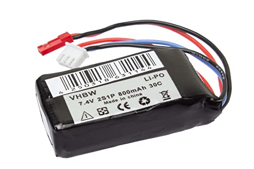 RC Modellbau AKKU Li-Polymer LiPo 800mAh 7.4V für diverse Racing Cars, Helikopter, Flugzeuge und Modellboote etc. - 2