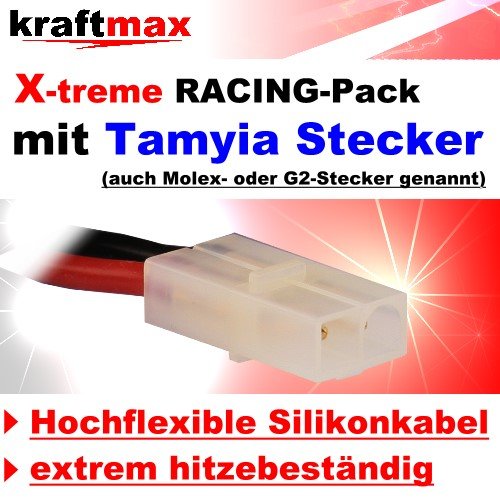 Kraftmax Akku Racing-Pack mit Tamiya Stecker – 9,6V / 2200mAh – NiMH Akku / Hochleistungs RC Akkupack - 5