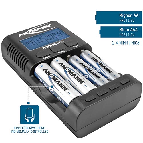 ANSMANN Powerline 4 Pro Akku-Ladegerät für 4x AA/AAA + USB (Entladefunktion, individueller Ladestrom, Kapazität messen) - 2