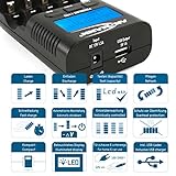 ANSMANN Powerline 4 Pro Akku-Ladegerät für 4x AA/AAA + USB (Entladefunktion, individueller Ladestrom, Kapazität messen) + Micro USB Kabel Nylon umflochten 20cm - 5