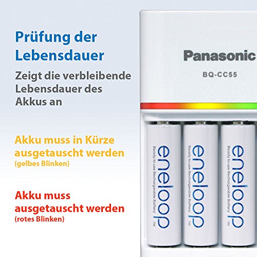 Panasonic eneloop, Intelligentes Schnellladegerät mit 4x eneloop AA (1.900 mAh, 2.100 Ladezyklen), K-KJ55MCC40E - 6