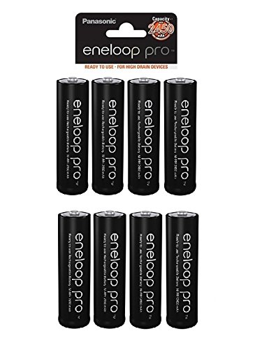 8er Pack Eneloop XX Pro Mignon Typ AA Akkus 2550 mAh (powered by eneloop Technology) HR-3UWXB (mind. 2450mAh) mit 2x hochwertigen Akkuboxen der Firma HEIBA Electronics - 2