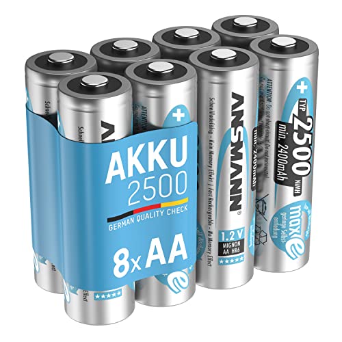 ANSMANN Mignon AA Akku 2500mAh maxE geringe Selbstentladung NiMH vorgeladene Akkubatterie (8er Pack)