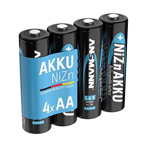 ANSMANN Mignon AA Akku Nickel-Zink (NiZn) 2500mWh/1,6V hohe Spannung - für batteriebetriebene Geräte (4er Pack)