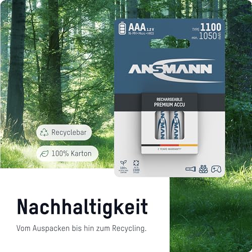 ANSMANN Micro AAA Akku 800mAh maxE geringe Selbstentladung NiMH vorgeladene Akkubatterie (4er Pack) - 4