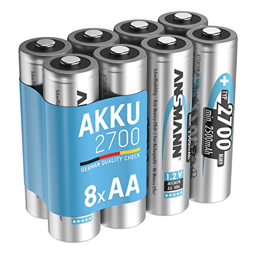 ANSMANN Mignon AA Akku Typ 2700mAh NiMH hochkapazitiv Profi Digital Kamera-Akkubatterie (8er Pack)