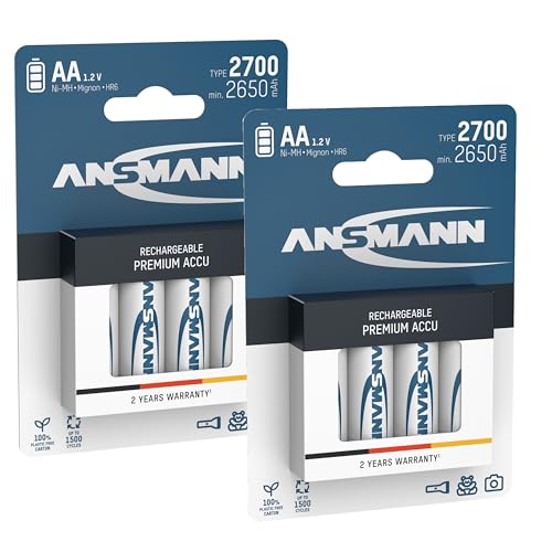 ANSMANN Mignon AA Akku Typ 2700mAh NiMH hochkapazitiv Profi Digital Kamera-Akkubatterie (8er Pack) - 2