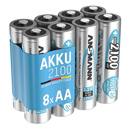 ANSMANN Mignon AA Akku 2100mAh maxE geringe Selbstentladung NiMH vorgeladene Akkubatterie (8er Pack)