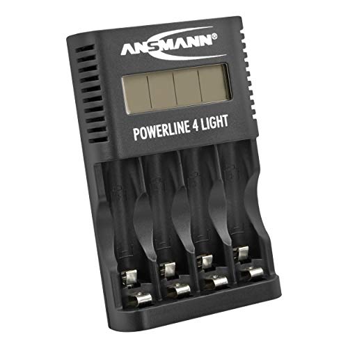 ANSMANN 1001-0011 Powerline 4 Light Ladegerät für Mignon AA / Micro AAA Akkubatterien mit LCD-Display und USB-Anschluss