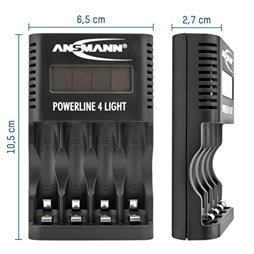 ANSMANN 1001-0011 Powerline 4 Light Ladegerät für Mignon AA / Micro AAA Akkubatterien mit LCD-Display und USB-Anschluss - 4