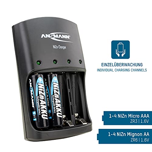 ANSMANN Nickel-Zink Ladegerät – Batterie Lader  für 1,6V NiZn AA oder AAA Akkus + 4x AA NiZn Akkus 2500mWh Akkubatterien - 2
