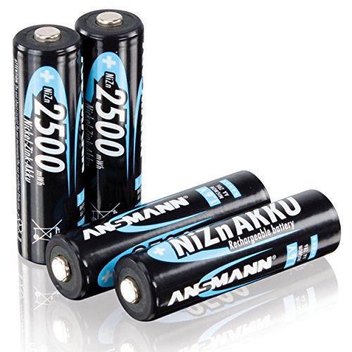 ANSMANN Nickel-Zink Ladegerät – Batterie Lader  für 1,6V NiZn AA oder AAA Akkus + 4x AA NiZn Akkus 2500mWh Akkubatterien - 4