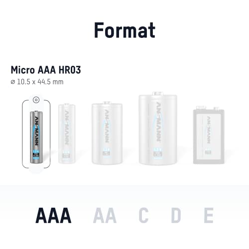 ANSMANN Micro AAA Akku 800mAh maxE geringe Selbstentladung NiMH vorgeladene Akkubatterie (8er Pack) - 2