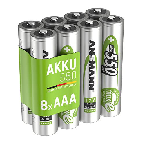 ANSMANN maxE Micro AAA Akku 550mAh geringe Selbstentladung vorgeladene Power Akkubatterie (8er-Pack)