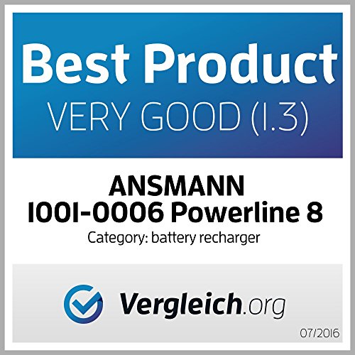 ANSMANN DAS STARTER SET: Powerline 8 Akku-Ladegerät Testsieger (Vergleich.org 08/2015) mit Entladefunktion, USB + 4x AA Akku 2100mAh + 4x AAA Akku 800mAh - 9