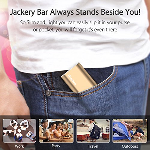 Jackery Bar 6000mAh Slim Externer Akku – Panasonic Zelle und Alu-Schale, 2.1A Output/Input Power Bank Ladegerät mit Smartfit Technologie für iPhone, iPad, Samsung Galaxy und weitere (Golden) - 5