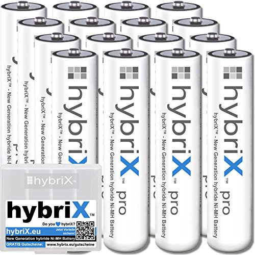 16er Pack Kraftmax hybriX pro Set - 16x Micro AAA Hybrid Akkus in Box - Die Neue Generation von Hybrid Akku Batterien