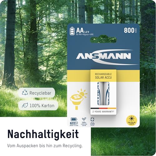 ANSMANN 5035513 maxE SOLAR Mignon AA 800mAh Akkubatterie geringe Entladung Solarlampe 2er Pack - 4