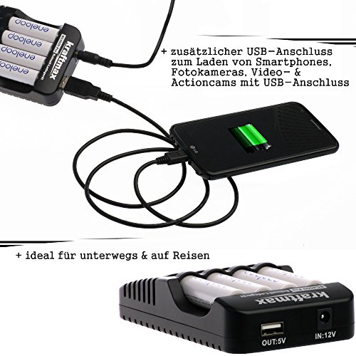 Kraftmax BC-4000 Pro Akku Ladegerät inkl. 8x Eneloop PRO AA / Mignon Akkus – Neueste Generation – 2550 mAh - 4