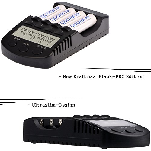 Kraftmax BC-4000 Pro Ladegerät und 8x Pansonic Eneloop PRO XX AA / Mignon Akkus – Neueste Generation – 2550 mAh Hochleistungs Akku Batterien in Kraftmax Akkuboxen V5 - 3
