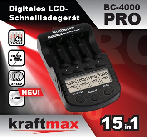 Kraftmax BC-4000 Pro Ladegerät mit 16x Pansonic Eneloop AA/Mignon Akku - 2