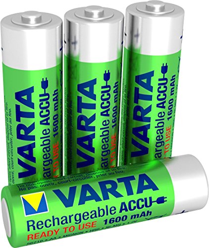 Varta Rechargeable Accu Ready To Use vorgeladener AA Mignon NiMh Akku (4er Pack, 1600 mAh, wiederaufladbar ohne Memory-Effekt - sofort einsatzbereit)